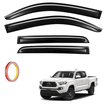 4Pcs Window Vent Visors, Outside-Mount Window Deflectors, Rain Guards for 2016-2023 Toyota Tacoma Double Cab - size: 2016-2023 Tacoma Double Cab