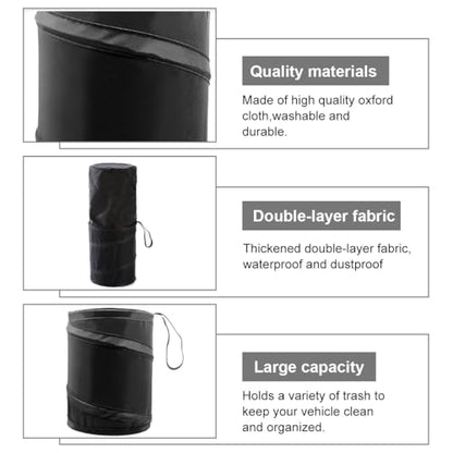 2 PCS Car Trash Can, Waterproof Portable Collapsible Pop-up Garbage Bin with Elastic Band, Automotive Mini Portable Hanging Rubbish Bin Trash Bag for Camping Traveling