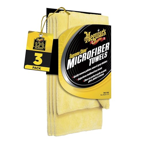 Meguiar's Supreme Shine Microfiber Towels for Cars, Absorbent Ultra-Plush Car Microfiber Towel Set for Effectively Removing Car Care Products Without Leaving Swirls, 3 Pack - size: 3 Microfiber Towels (Pack of 1)