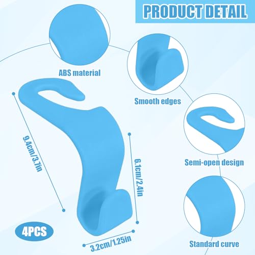4 PCS Car Seat Hooks Set,Universal Car Headrest Hooks for Bags Purses Groceries, Back Seat Organizer Hanger,Blue - color: Blue