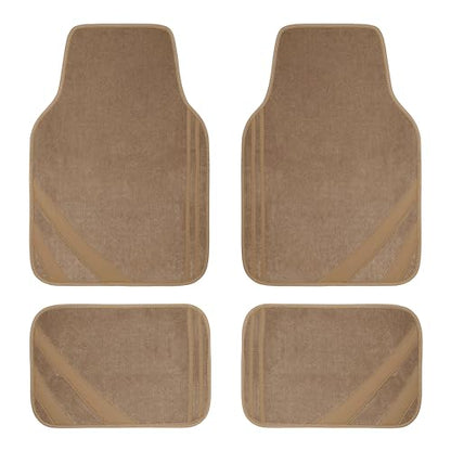 CAR PASS Beige Car Floor Mats, Edge Leather Waterproof Car Mats with Double Stitch Line and Anti-Slip Backing Design, Fit 95% Automotive,SUVS,Sedan,Vans (Pure Beige) - color: Pure Beige