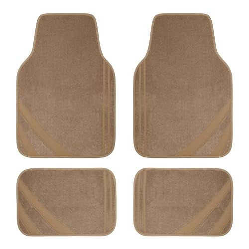 CAR PASS Beige Car Floor Mats, Edge Leather Waterproof Car Mats with Double Stitch Line and Anti-Slip Backing Design, Fit 95% Automotive,SUVS,Sedan,Vans (Pure Beige) - color: Pure Beige
