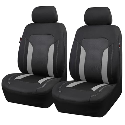CAR PASS 3D Air Mesh Car Seat Covers Front Seats Low Back Bucket, Breathable Sporty Mesh in Summer Airbag Compatible Universal Fit 95% Automotive SUV,Truck,Sedan Interior Protector, Black Gray 2PCS - color: Black Grey, size: Two Front Seats
