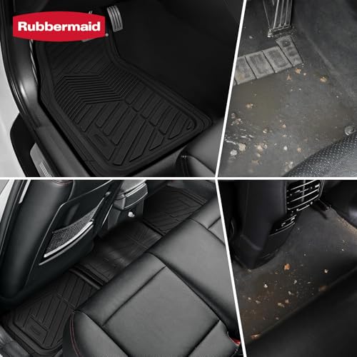Rubbermaid Car Mats Full Set – All Weather Car Floor Mats Universal Trim-to-Fits Design,Heavy Duty Car Mats for Cars, SUVs, Trucks,and Vans - Gray - color: Black