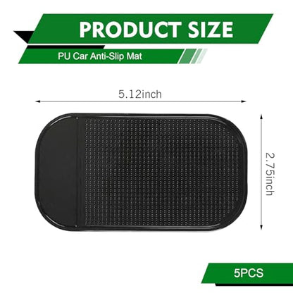 5 PCS Car Dashboard Non Slip Mat, Multifunctional Sticky Dash Pad, 5.12 × 2.76 Inch Anti-Slide Dash Mat, Universal for Radar Detector, Phone, Keys, Glass, Mirrors, Metal, Coins (Black) - size: 5 PCS