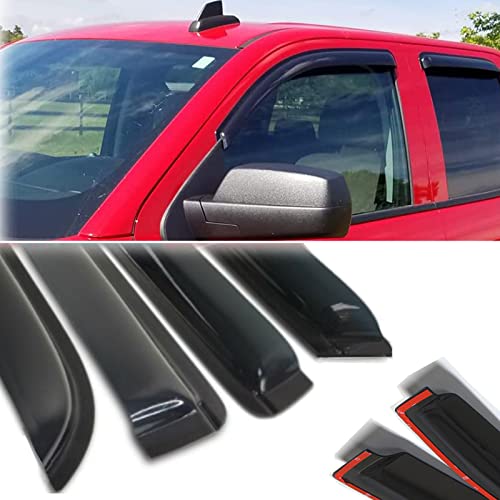Side Window Visors rain Guards Vent Deflectors for 02-08 Dodge Ram 1500, 2003-2009 Ram 2500 & 3500 with Quad Cab Shade 94623 - size: Compatible with Dodge Ram 1500 2002-2008