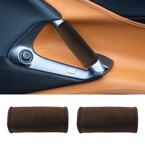 2PCS Car Grab Handle Cover, Soft Car Inside Door Handle Protector, Anti-Scratch Automotive Door Pull Handle Covers, Vehicle Interior Grip Gloves Decoration Accessories for Most Cars (Brown) - color: Brown