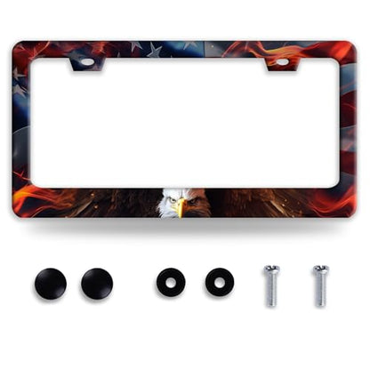 American Flag Eagle License Plate Frame Patriotic Eagle License Plate Funny Auto Accessory Bracket Stainless Steel License Plate Frames 6.3 x12.3 Inch - color: American Eagle Flag