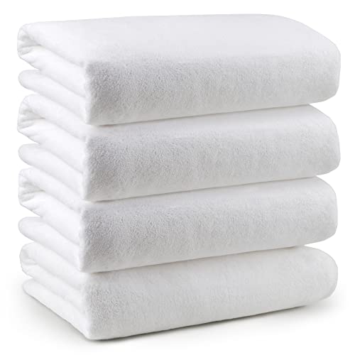 Orighty Bath Towel Pack of 4(27’’ x 54’’) - Soft Feel White Bath Towel Sets, Highly Absorbent Microfiber Towels for Body, Quick Drying, Microfiber Towels for Sport, Yoga, SPA, Fitness - color: White, size: 4 Pack Bath Towels