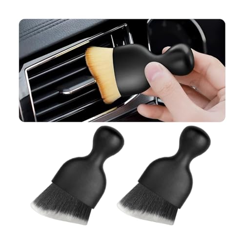 Blilo 2PCS Car Interior Detailing Brush with Dust Cover, Auto Soft Hair Cleaning Brushes, Scratch Free Curved Dirt Collectors, for Dashboard Air Conditioner Vents Leather Computer (Black/White/2PCS) - color: Black/White, size: 2PCS