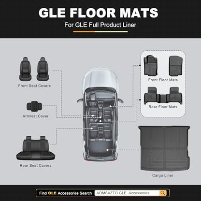 Floor Mats Fit for Mercedes Benz GLE 2016-2019 350 400 43 AMG 450 AMG 500 500e 550 550e 63 AMG S & 2012-2019 ML/GL/GLS Series - AOMSAZTO TPE All Weather Custom Fit Floor Liners 1st & 2nd Row Car Mats - style: 3) for Mercedes Benz GLE | 2016-2019 | Floot M