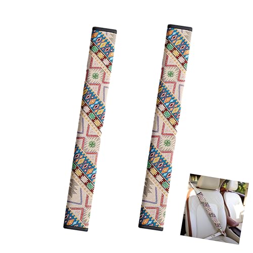 Boho Seat Belt Cover for Women, Aesthetic Car Seatbelt Shoulder Pad Cushion, Soft Neutral Car Accessories Interior Decor, Comfortable Seat Belt Protector for Women & Girls 2 Pack - color: Ivory white