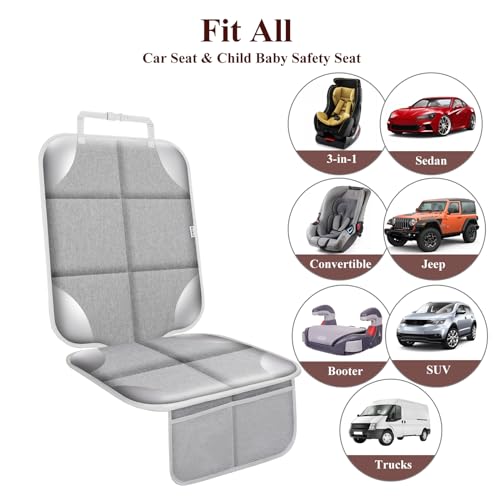 Meolsaek Car Seat Protector for Child Car Seat, Durable 600D Fabric Waterproof Car Seat Cover with Thick Pad Non-Slip Backing，No Imprints (Silver Gray-1 pc) - color: Silver Gray-1 pc