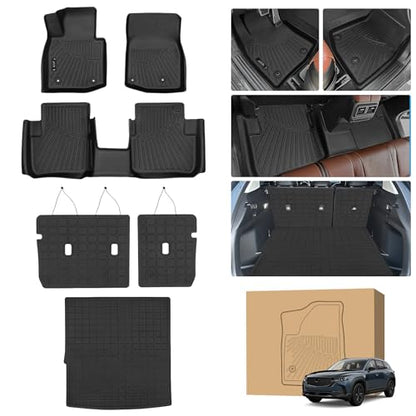 Peleus Floor Mats for Mazda CX50 Hybrid 2025 2026 (Only Fit Hybrid),TPE All Weather Protection 2 Rows Car Floor Liners with Cargo Liner Backrest Mat for Mazda CX-50 Hybrid - style: For Mazda CX50 Hybrid 2025+