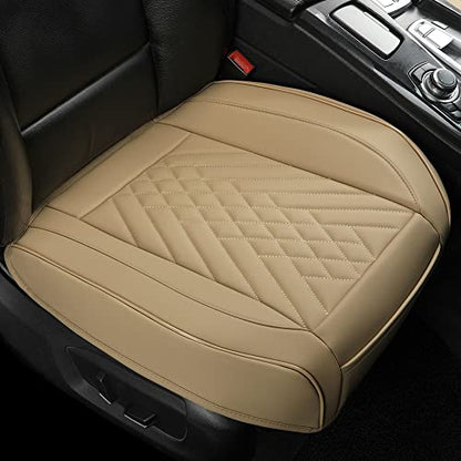 GIANT PANDA 1pack Front Car Seat Cover Bottom Seat Cover, PU Leather Driver Car Seat Protector Fits 95% of Vehicles, Wrapping Around The Bottom (Beige) - color: Front Seat Beige, size: 1 Piece Standard Size