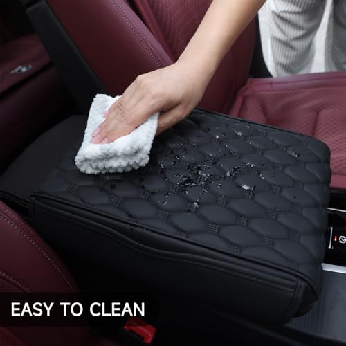 Einesin Center Console Cover, Arm Rest Cover, Memory Foam Microfiber Leather Car Armrest Cover Cushion with 2 Storage Bags, Universal Center Console Covers for Cars/Truck/Auto/SUV (Black) - color: black
