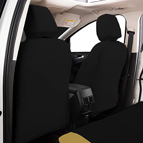 Flying Banner car seat Covers Protects Water Proof Faux Leather Carbon Fiber Front and Rear Bench (Black Beige, Full Set - 8PCS) - color: Black Beige, size: Full Set -- 8pcs