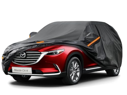 Kayme 7 Layers SUV Car Cover Custom Fit for Mazda CX-9 CX9 CX-90 CX90 CX 90 (2007-2025) Waterproof All Weather for Automobiles, Outdoor Full Cover Rain Sun UV Protection.Black - color: PE-Black, size: Custom Fit Mazda CX-9/CX-90
