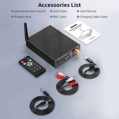 M6R Bluetooth 6.0 Receiver Audio Receivers Support Microphone Singing U Disk Playback Infrared Remote Control Dual Output,for Old Stereo/Speakers/Wired Speakers/Home Audio Music Streaming Etc - color: M6R