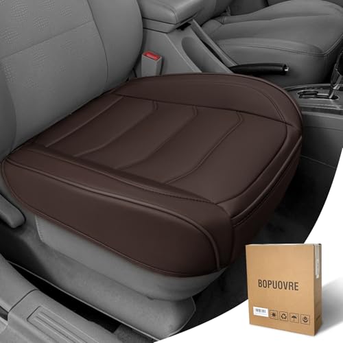 BOPUOVRE Car Seat Cover for Luxury & Comfort - PU Leather, Anti-Slip, Full Wrap Protection with Storage Pocket for Bottom Cushion - Universal Fit for 95% of Vehicles (Coffee Color,1 Piece) - color: Coffee Color, size: 1 piece