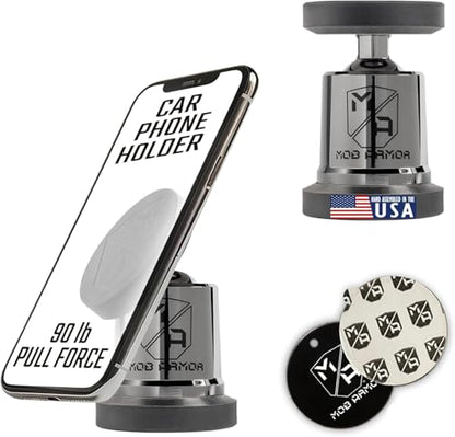Mob Armor MobNetic Maxx - USA Assembled Magnetic Phone Holder for Car, Magnetic Car Phone Mount, 90-Degree Tilt, 360-Degree Rotation, Aluminum Metal, Compatible with iPhone & Android - Black Chrome - color: Black Chrome