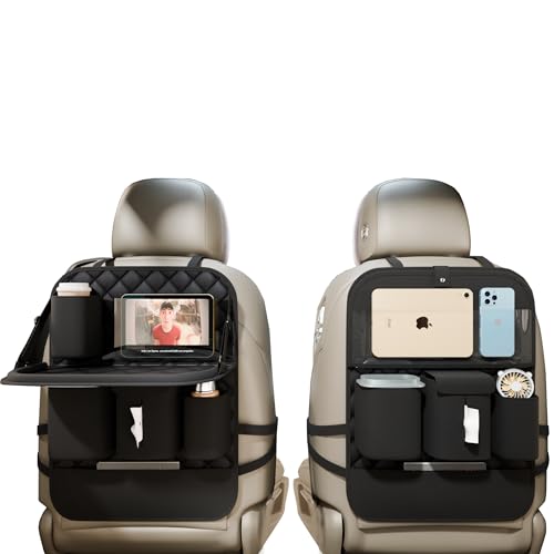 XDV Car Seat Organizers,Multi-functional Back Seat Protectors, Storage Pouches, Child kicking prevention and Tray Holders Kick Mats Back (for Cars, Kids,and Rear Seats) (Black, 2 Pack with Food Tray) - size: 2 Pack with Food Tray