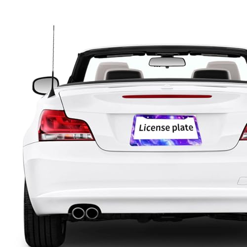 Galaxy Starry License Plate Frame - Starry Sky Purple Steering Wheel Cover Purple Cars Decor Aluminum Galaxy Plate Frame Cover Standard Us Ca Vehicles - color: Purple Galaxy