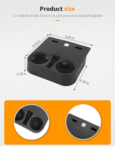 Front Console Cup Holder Compatible with Ford F150/F250/F350/F450 2021-2025, Center Cup Holder Under Front Seat Bottom, Black