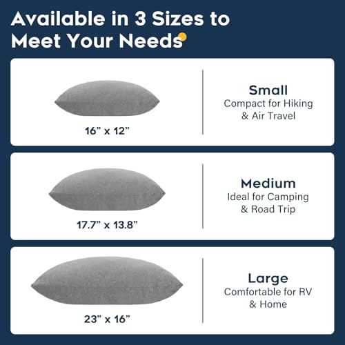 CushyOasis All-in-1 Camping Pillow Set - Shredded Memory Foam Neck Pillow Travel Pillow with Eye Mask, Earplugs, Washable Cover, Compact for Backpacking, Camping, Flights, Car Travel (Small Size) - size: Small