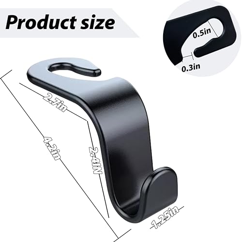 Car Seat Headrest Hook, Organizer Universal for Handbag/Purse/Gym Bag/Hat/Baby Gear/Groceries Car Accessories, Car Back Seat Headrest Hook (Black) (2)