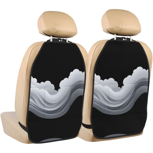 Ink waves Prints 2-Pack Car Backseat Organizer Universal Fit Kick Mats Protector - Heavy Duty Waterproof & Stain Resistant Storage Accessories