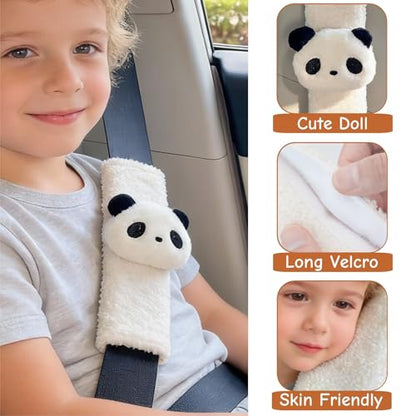 2 PCS Seat Belt Cover Pad, Cute Kawaii Animal Panda Seatbelt Covers for Kids and Adults, Winter Plush Fluffy Soft Seat Belt Cover, Cartoon Seatbelt Cushion,Car Seat Strap Pads (G-Panda) - color: G-Panda