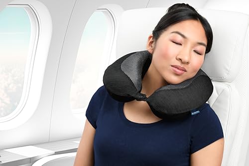 Brookstone Cool Touch Memory Foam Head and Neck Travel Pillow for Vacations, Airplanes, Trains, Buses, and Cars, Black - color: Black