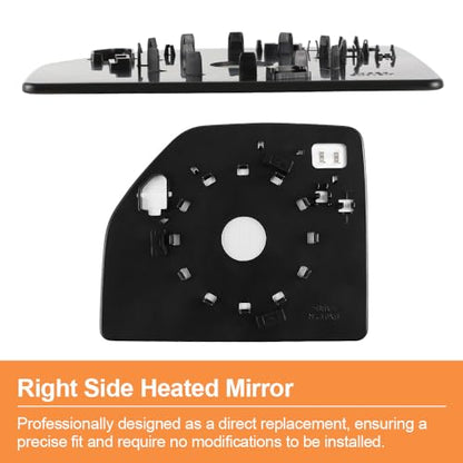 Senzeal Passenger Side Heated Upper Mirror Glass Replacement for Ford F150 2015-2020 Ford F250 F350 F450 F550 2017-2022 Tow Mirror FL3Z17K707G (Right Side) - size: Passenger Upper Side (Right)