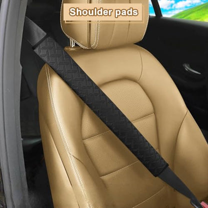 2PCS Car Seatbelt Cover, Soft Leather Vehicle Safety Seat Belt Cushion, 19.7 Inch Comfortable Auto Shoulder Neck Chest Protection Pads Accessories, Universal for Most Cars (Black) - color: Black/19 inches