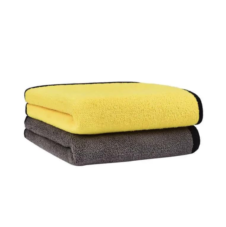 Deluxe Premium Microfiber Towels (Pack of 10) Ultra-Absorbent Soft Polishing Drying Cleaning Washable Durable Thick Professional Car Wax Cloth Household Cleaning 600GSM Dual-Sided Gray Yellow