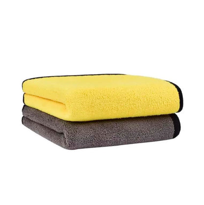 Deluxe Premium Microfiber Towels (Pack of 10) Ultra-Absorbent Soft Polishing Drying Cleaning Washable Durable Thick Professional Car Wax Cloth Household Cleaning 600GSM Dual-Sided Gray Yellow