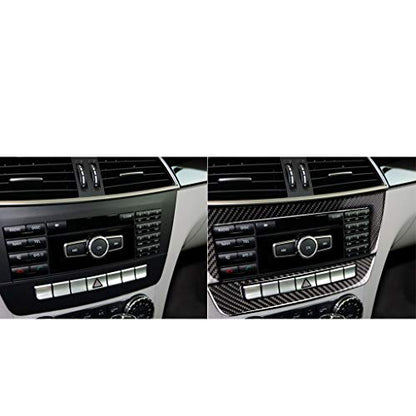 NVCNX Carbon Fiber Compatible with Mercedes-Benz C-Class W204 C250 C300 C350 C63 AMG 2012 2013 2014 Sedan / 2012-2015 Coupe Accessories Car Dash CD Radio Panel Cover Sticker Decal Interior Trim A 2PCs - color: Dash Infotainment System Panel Trim A - for 2