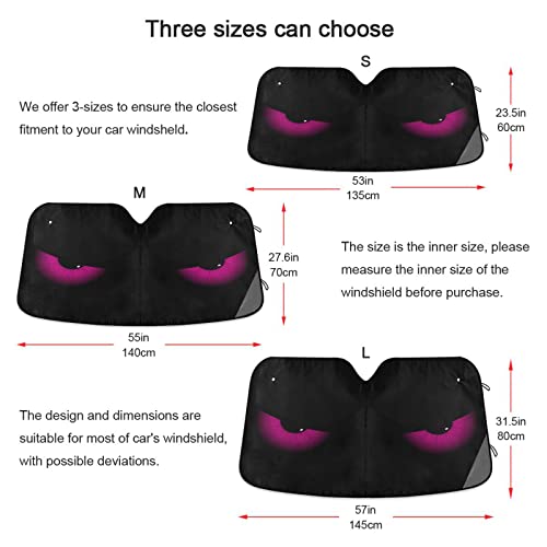 Pink Evil Eyes Windshield Sun Shade - Foldable Car Front Window Sunshades for Most Sedans SUV Truck, Blocks UV Rays and Keeps Your Vehicle Cool - color: Pink Evil Eyes, size: 55*27.6inch