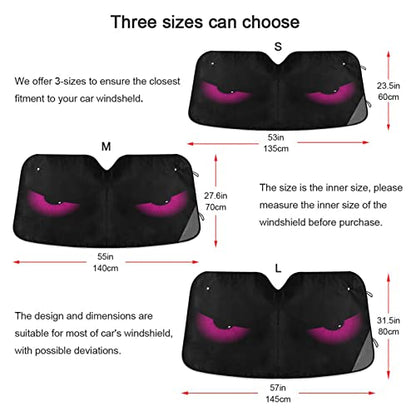 Pink Evil Eyes Windshield Sun Shade - Foldable Car Front Window Sunshades for Most Sedans SUV Truck, Blocks UV Rays and Keeps Your Vehicle Cool - color: Pink Evil Eyes, size: 55*27.6inch