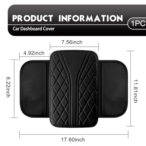 Car Center Console Cover, Leather Automotive Armrest Cushion with 2 Storage Bags, Breathable Armrest Cover, Universal Waterproof Arm Rest Protection Pad for SUV, Sedan, Truck (Black) - color: Black