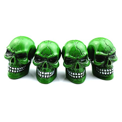 Cars Tires Valve Stem Caps Cover Dustproof Cool Skull Head Fit Most Vehicle SUV Bike Trucks Motorcycles 4 Pcs/Set（Green） - color: green