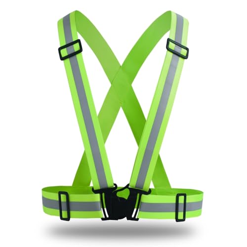Adjustable Reflective Safety Vest-360° Silver Straps for Cycling,Construction - color: 1pc-yellow, size: XX-Large