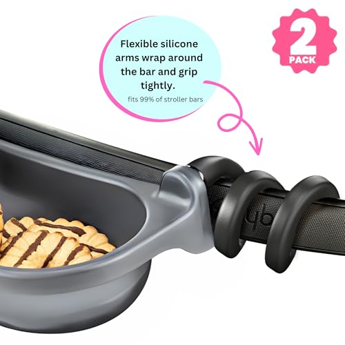 Swanoo Universal Stroller Snack Tray | Pack of 2 | Compatible with Nuna | Stroller Cup Holder | Bumper Bar | Stroller Tray Attachment with Cups Holder for Baby Toddler | Stroller Accessories - color: 2-Pack Snack Tray