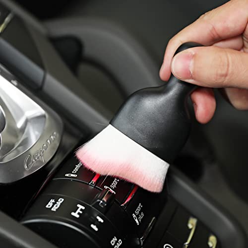 AOCISKA Car Interior Detailing Brush,Soft Bristle Cleaning Brush Car Detailing Brush Dusting Brush,Car Interior Cleaning Tool,Auto Detail Brush Car Dash Duster Brush (Black&Pink) - color: Black&pink