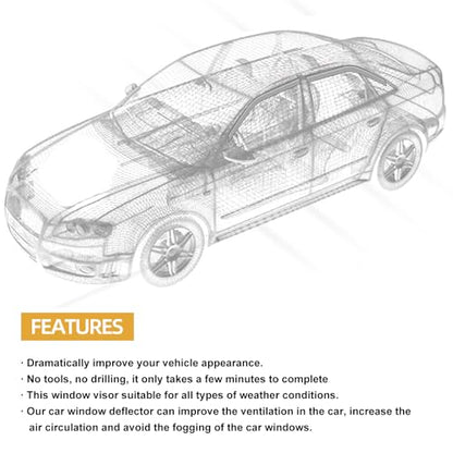 Tape-On Side Window Visor Deflectors for 2018-2023 N-issan Kicks S SV SR Smoke Tinted Rain Guards Shield Shade - size: 2018-2023 N-issan Kicks