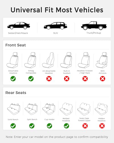 Huidasource Beige Rear Seat Cover, Nappa Leather Back Seat Cover with Ventilation Holes, Velcro Adjustable, Compatible with Seat Belts, Child Safety Seats, Fit for Most Cars SUV Truck, Beige - color: R# Beige, size: Back Seat Cover