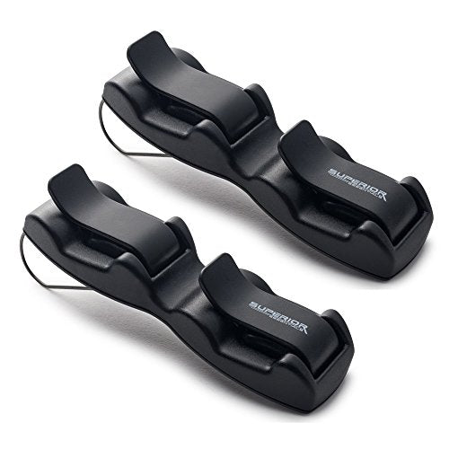 Superior Essentials Sunglass Holder for Car Visor - Eyeglass Car Mount with Double-Ends Sunglasses Holder Organizer, Universal Car Sunglass Holder Clip, Suitable for All Size Eyeglasses (2 Pack Black - size: 2 PC