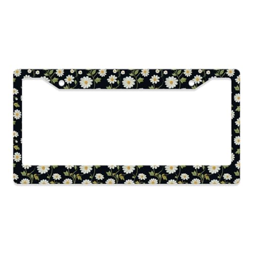 GENANY Daisy License Plate Frame License Plate Frames, Flower Car License Plate Cover Fits Standard US Vehicles, Floral Car Accessories, Personalised Car Decorations for Women Men - color: Daisy Flowers