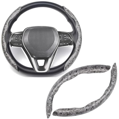 Steering Wheel Cover, Wood Grain Steering Wheel Cover, Car Wheel Cover for Men/Women, Universal Fit for 99% Car Steering Wheel,Steering Wheel Accessories (Wood Grain-Grey) - color: Wood grain-Grey
